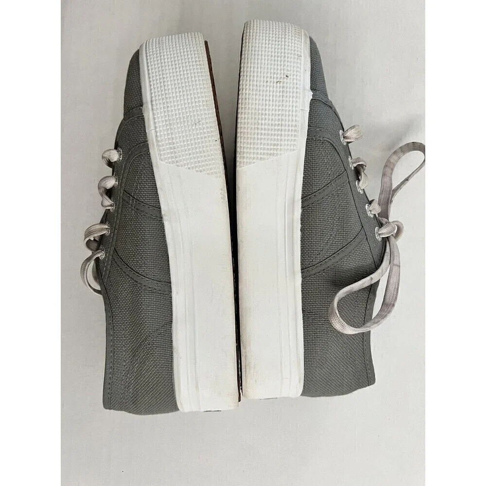 Superga Womens Size 37.5 Gray Canvas Platform Chunky Lace Up Sneakers Shoes US 7